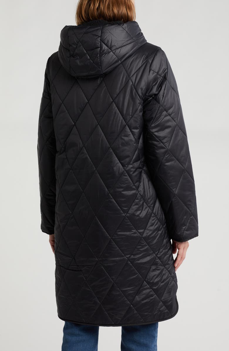 Lucky Brand Faux Shearling Lined Hooded Utility Coat, Alternate, color, Black