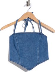 Good American The Recess Denim Halter Top
