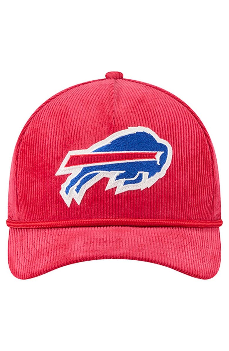 New Era Men
s New Era Red Buffalo Bills Cord Corduroy 9FORTY A-Frame Adjustable Hat, Alternate, color, Red
