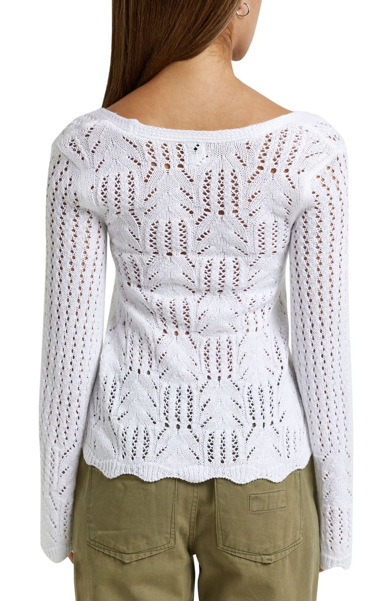 River Island Crochet Lace-Up Cotton Sweater, Alternate, color,