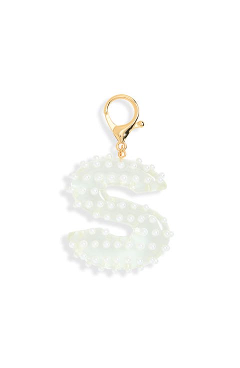 Faux Pearl Initial Bag Charm