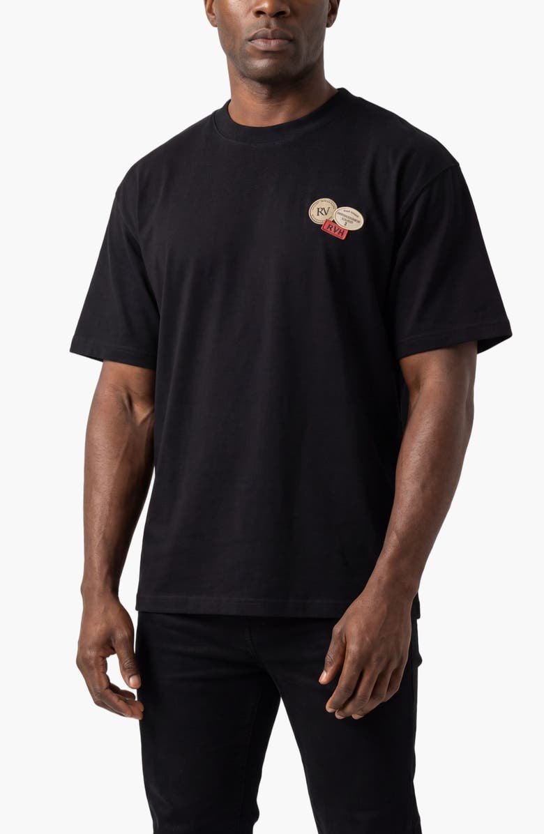 Roberto Vino Patches Oversize Cotton Tee, Main, color, Black