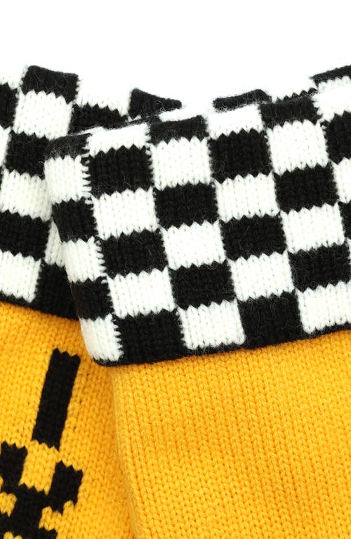 Kate Spade New York Taxi Checkerboard Graphic Mittens In Gold