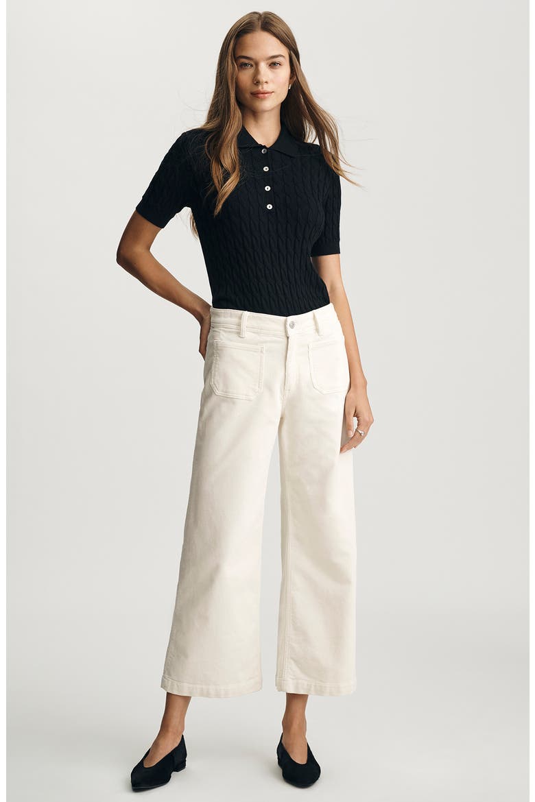 Paloma Marine Patch Pocket Ankle Wide Leg Corduroy Pants, Alternate, color, WHITE CORD