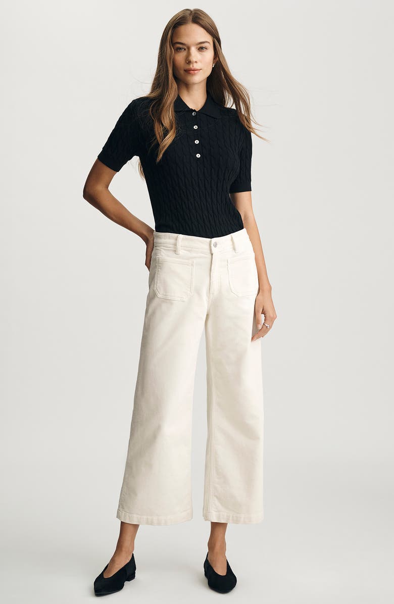 Mavi Jeans Paloma Marine Patch Pocket Ankle Wide Leg Corduroy Pants, Alternate, color, White Cord
