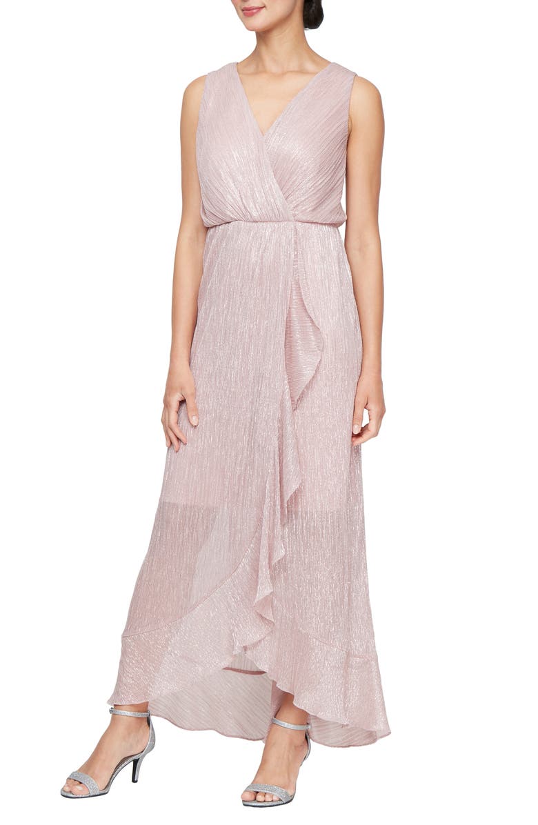 SL FASHIONS Metallic High-Low Gown with Jacket, Alternate, color, 