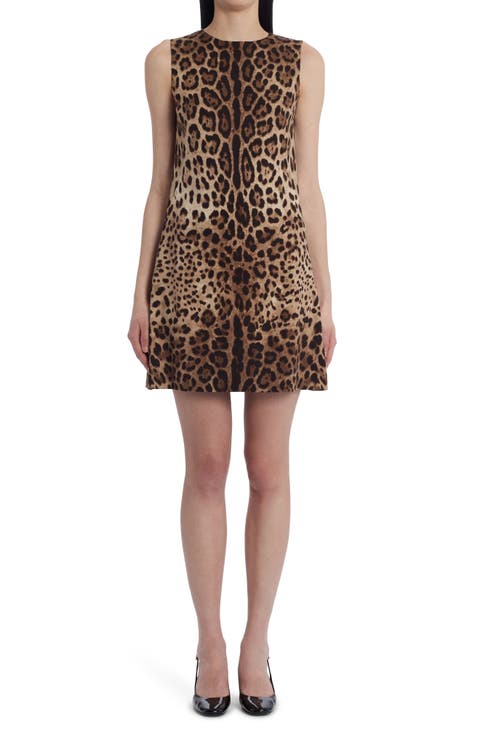 Leopard Print Silk Stretch Charmeuse A-Line Dress