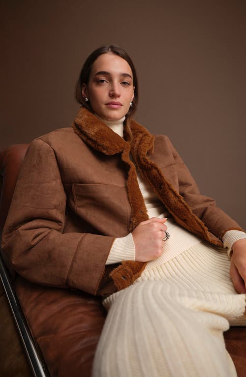 Deluc Mathew Faux Suede & Faux Shearling Jacket In Brown