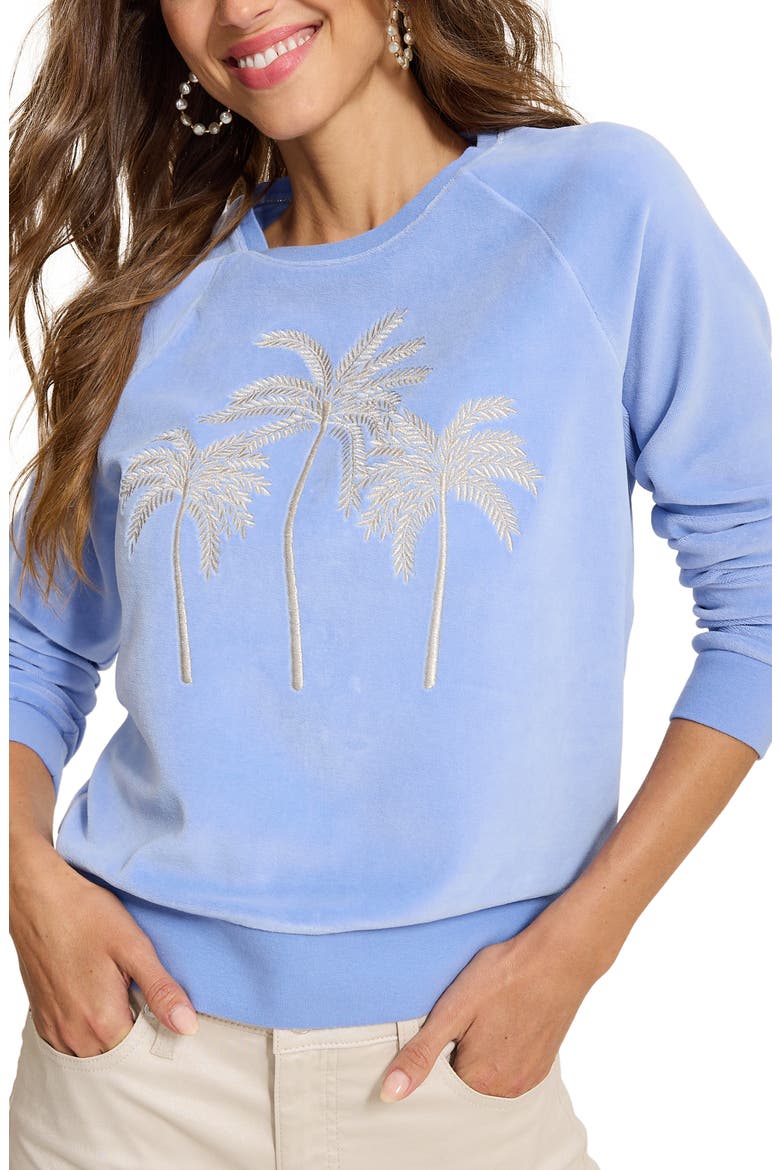 Lux Shores Velour Palm Sweatshirt, Main, color, GENTLE VIOLET