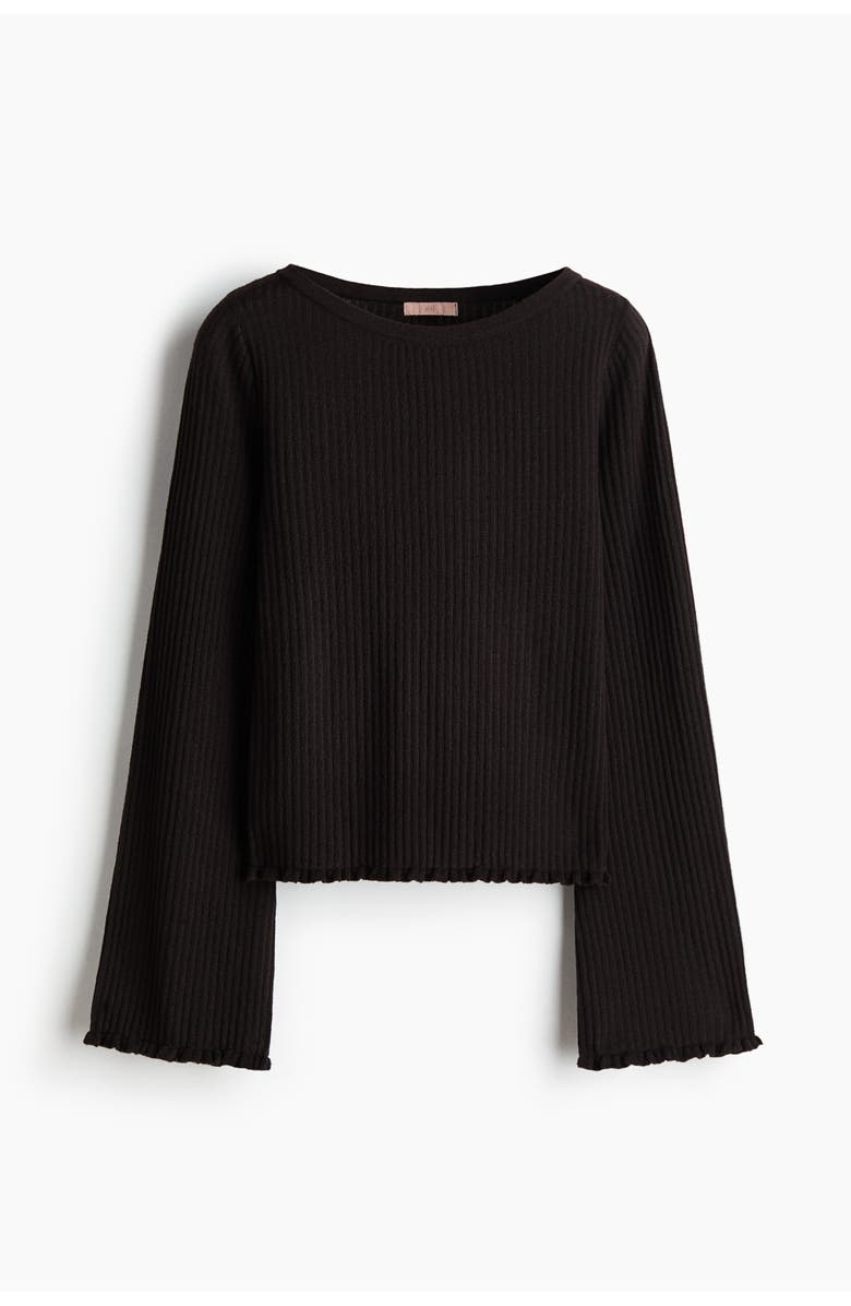 H&M Rib-knit Linen-blend Top, Main, color, Dark Brown