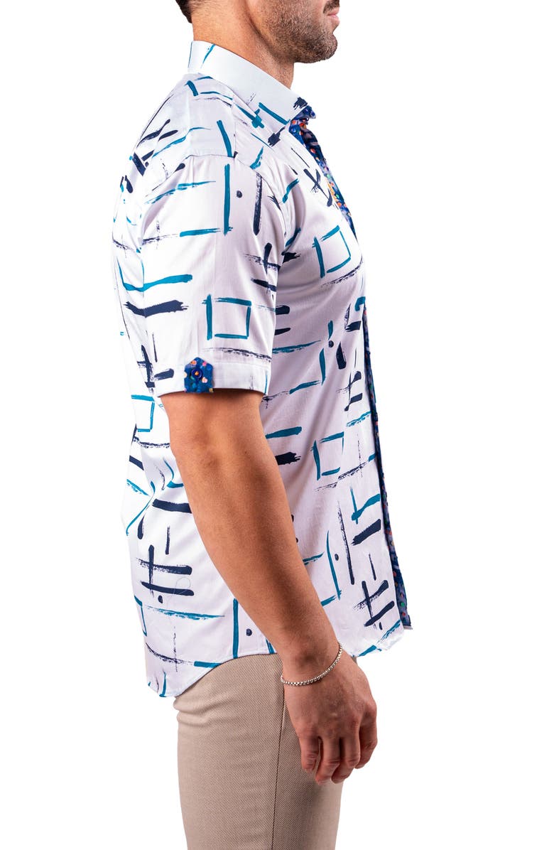 Maceoo Galileo Resistance0319 White Short Sleeve Cotton Button-Up Shirt, Alternate, color, White
