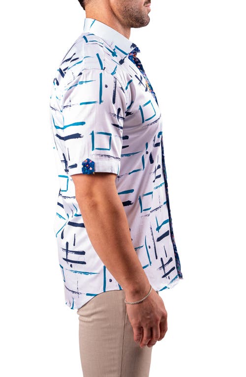 Maceoo Galileo Resistance0319 White Short Sleeve Cotton Button-up Shirt