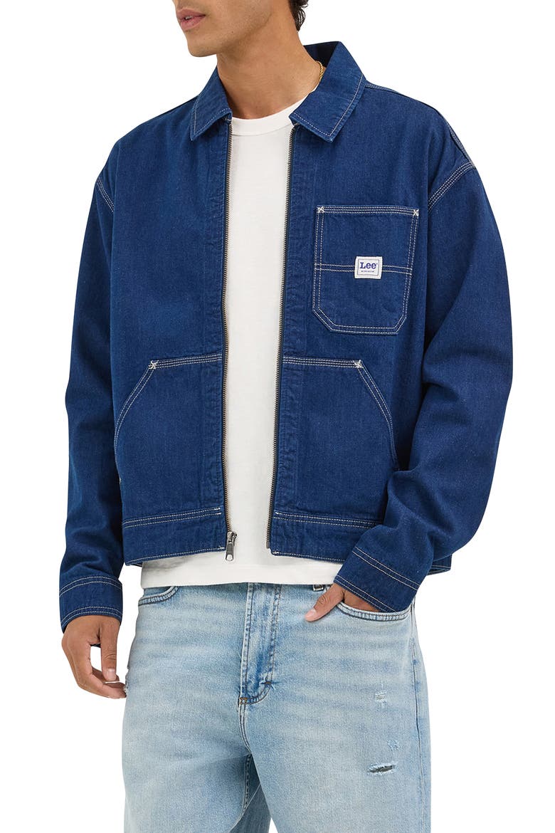 91W Denim Workwear Jacket, Main, color, RINSE