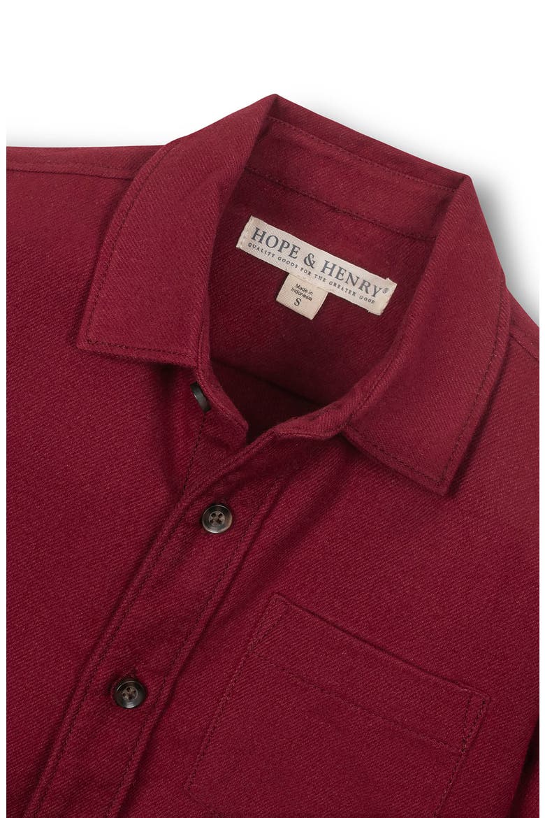 Kids' Organic Long Sleeve Flannel Button Down Shirt, Alternate, color, Dark Red