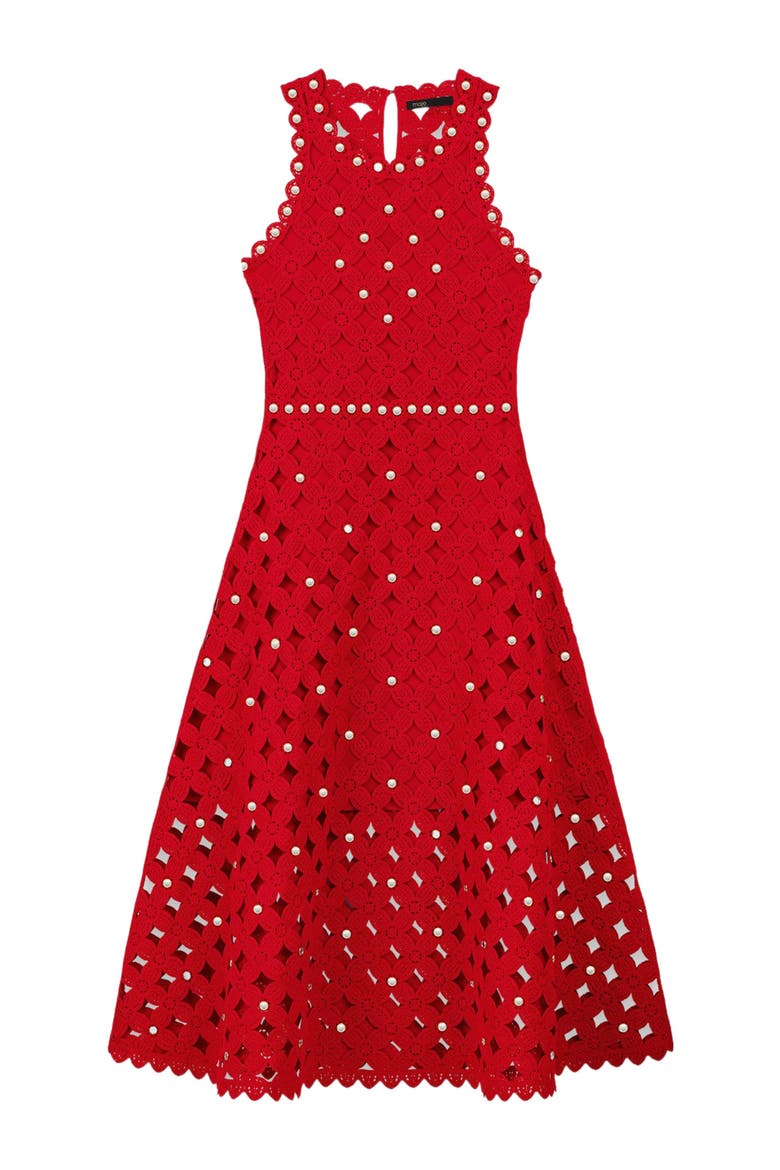 Mirrored crochet dress, Alternate, color, Red