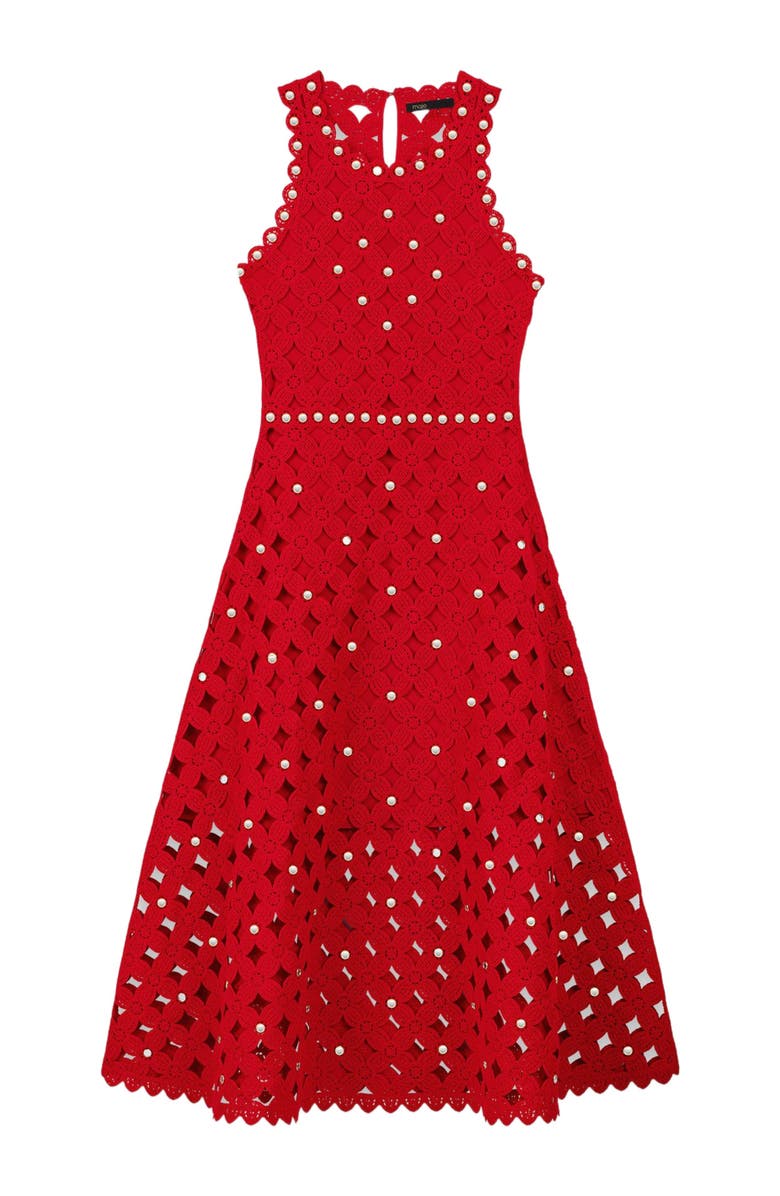maje Mirrored crochet dress, Alternate, color, Red