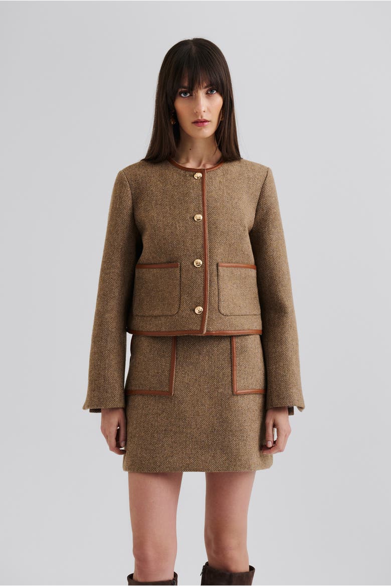 Ninette Dressed Wool Jacket, Alternate, color, Taupe
