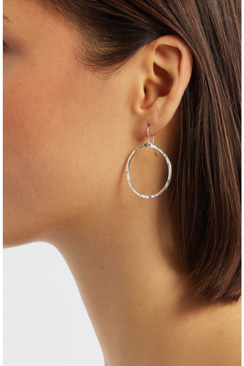 Signature Small Hammered Hoop Earrings, Alternate, color, STERLING SILVER