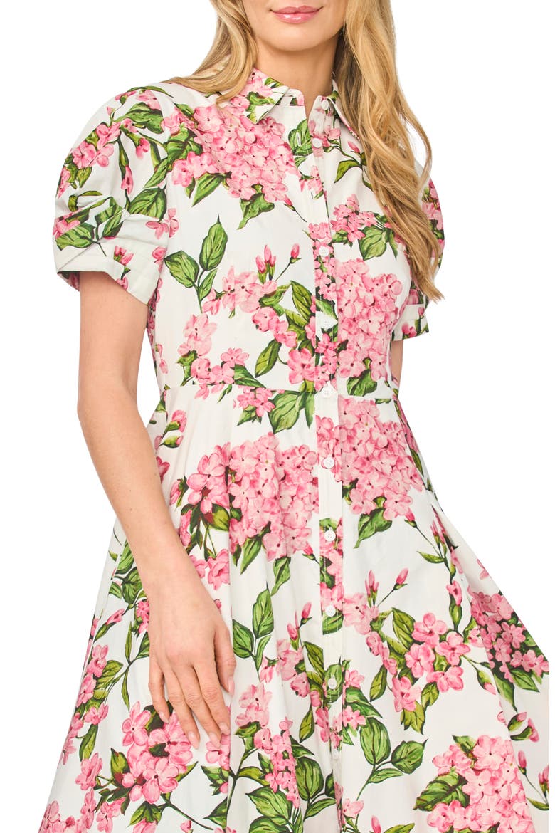 Violet Floral Cotton Midi Shirtdress, Alternate, color, PINK DRINK