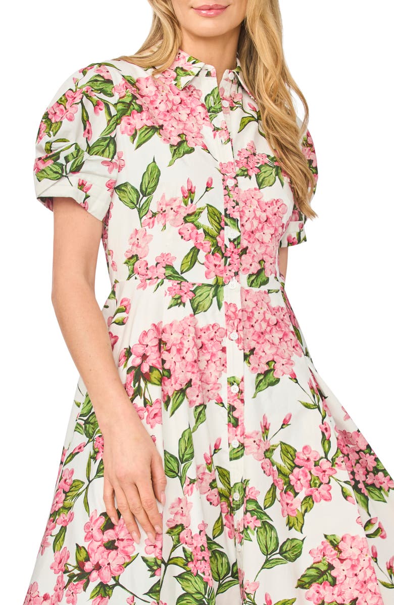 Ted Baker Violet Floral Cotton Midi Shirtdress, Alternate, color, Pink Drink