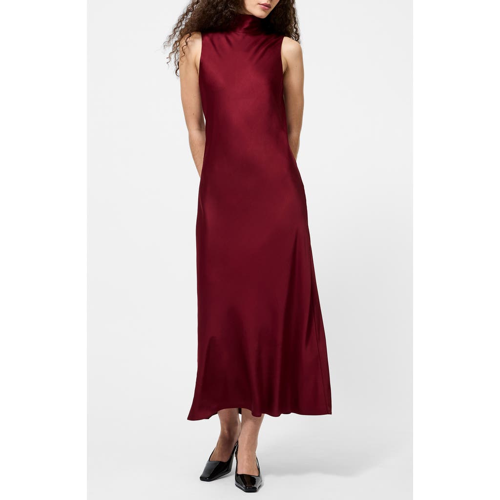 French Connection Ennis Bow Back Sleeveless Satin Maxi Dress In Red