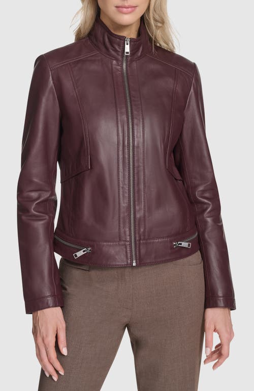 Andrew Marc Rowan Leather Racer Jacket In Burgundy