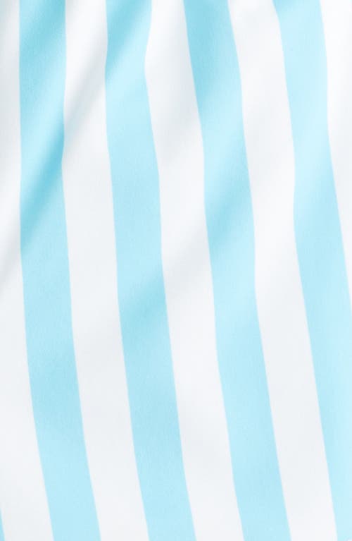 Tucker + Tate Kids' Long Sleeve Rashguard & Swim Trunks Set In Teal Beach Hampton Stripe