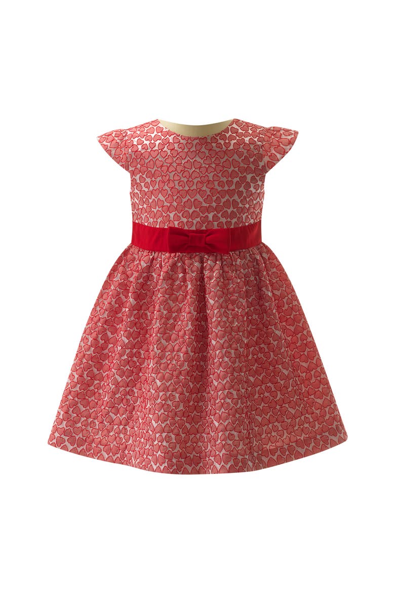 Heart Damask Dress, Main, color, Red