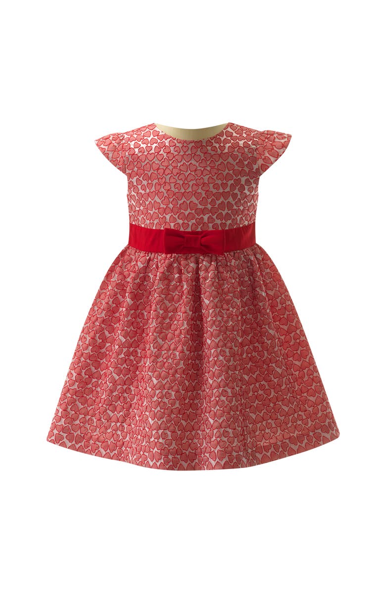 Rachel Riley Heart Damask Dress, Main, color, Red