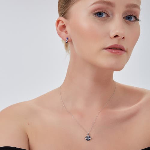 Spero London Blue Saturn Jewelled Sterling Silver Necklace In Metallic