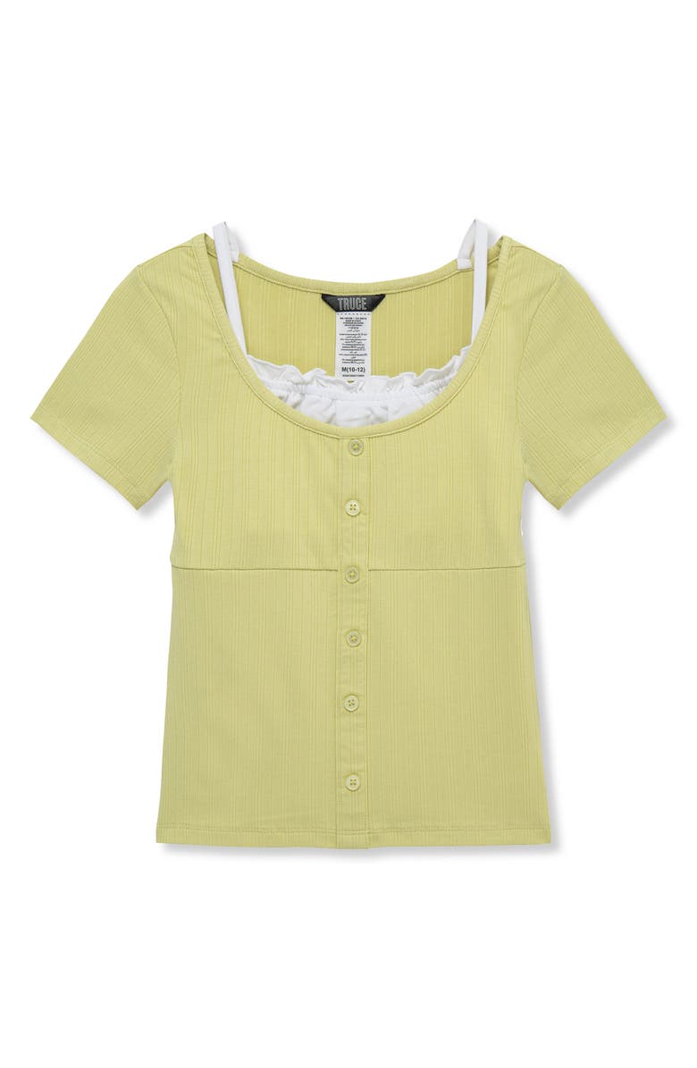 Truce Kids' Layered Rib Knit Top, Main, color, Light Green