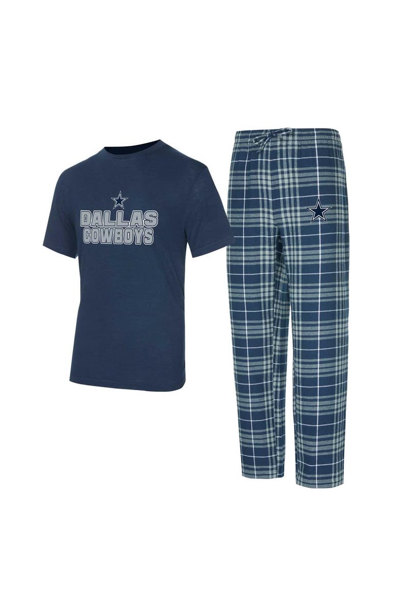 CONCEPTS SPORT Men's Concepts Sport  Navy/Gray Dallas Cowboys Vector T-Shirt & Flannel Pants Sleep Set, Alternate, color, 