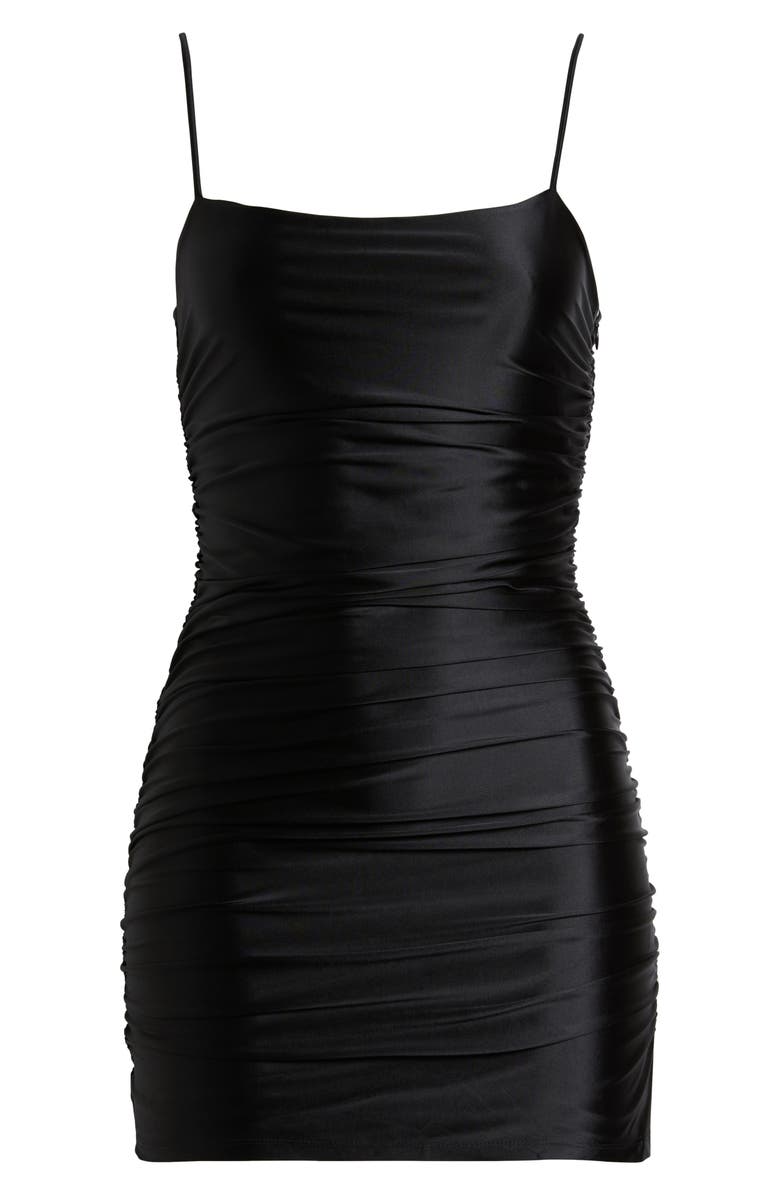 BP. Ruched Satin Minidress, Alternate, color, Black