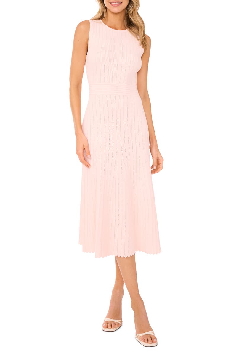 Ted Baker Pointelle Sleeveless Sweater Dress, Main, color, Pale Pink