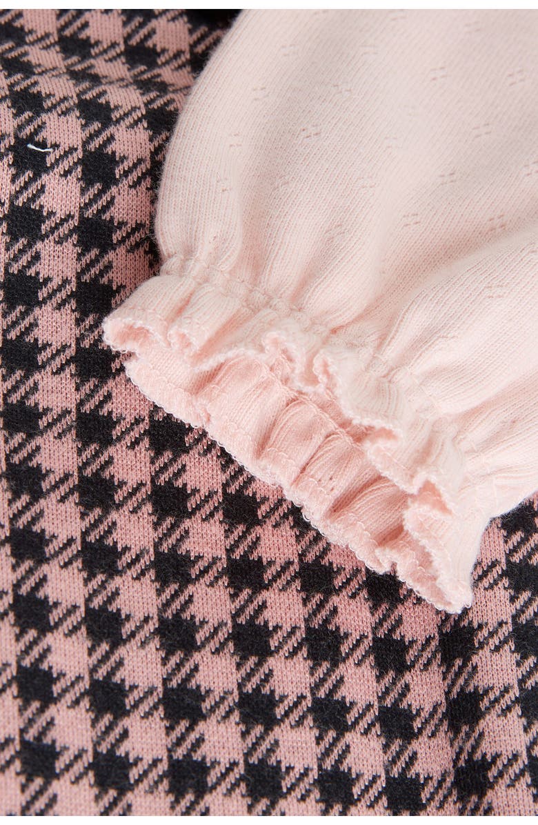 NEXT Pointelle Bodysuit & Bow Accent Check Overalls Set, Alternate, color, Pink