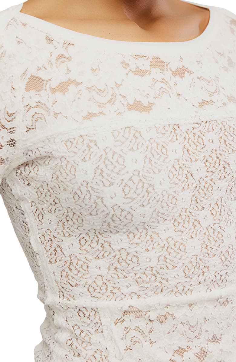 Free People Bell Sleeve Sheer Cotton Blend Lace Top, Alternate, color, Sugar Swizzle