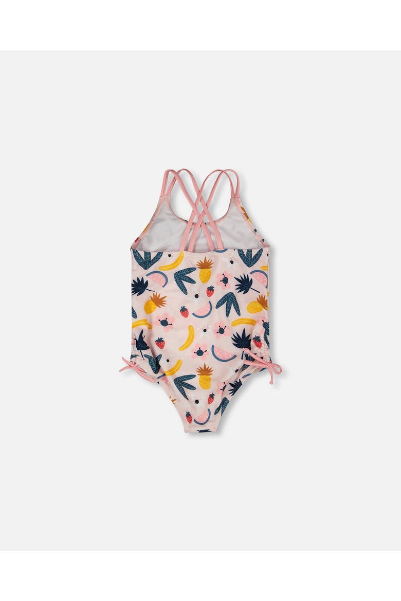 One-Piece Double Crossed Straps Fruits Swimsuit, Alternate, color, Pink Printed Fruits