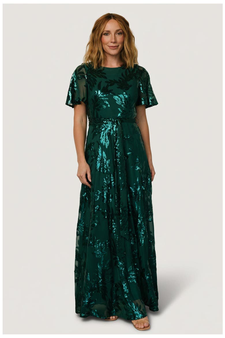 Muse Sequin Maxi Dress, Main, color, Emerald
