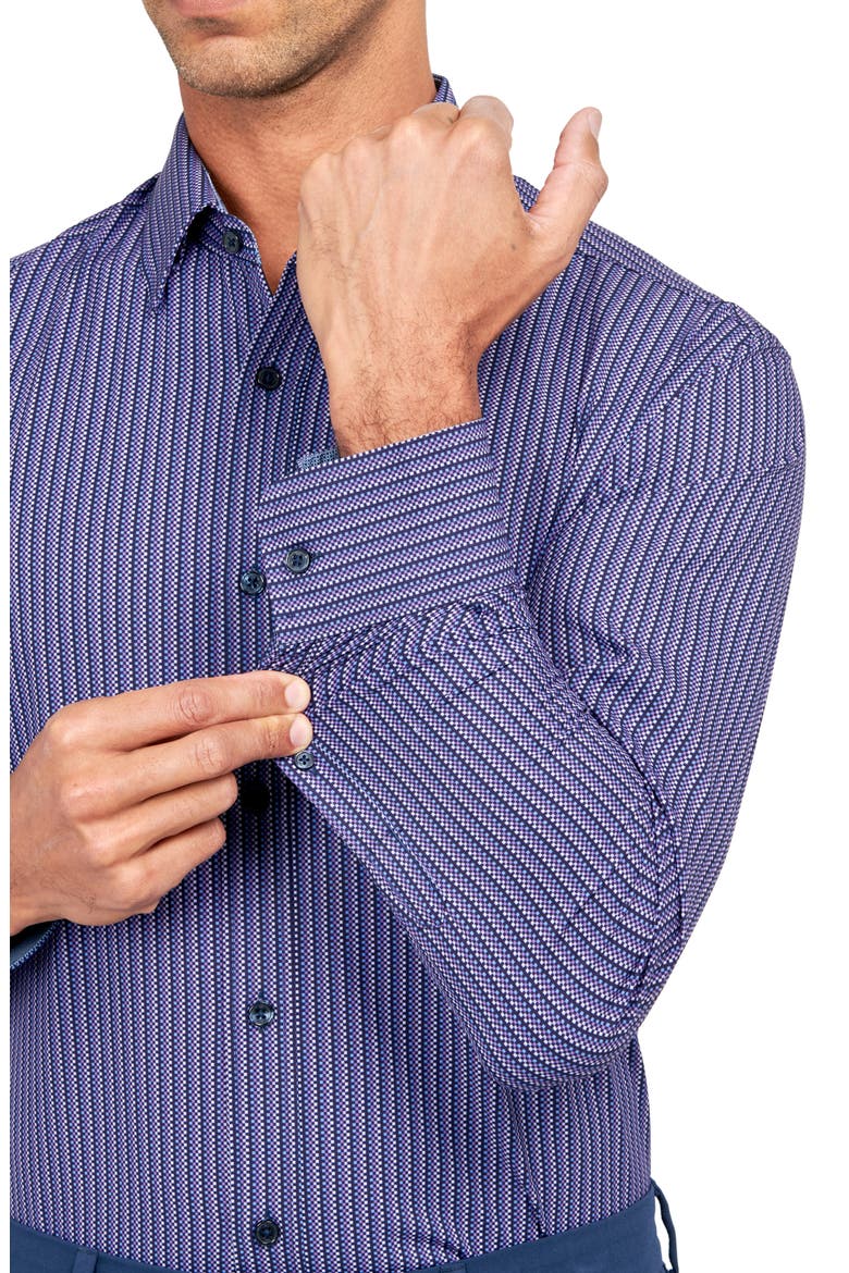 Checkerboard Stripe Performance Dress Shirt, Alternate, color, PURPLE