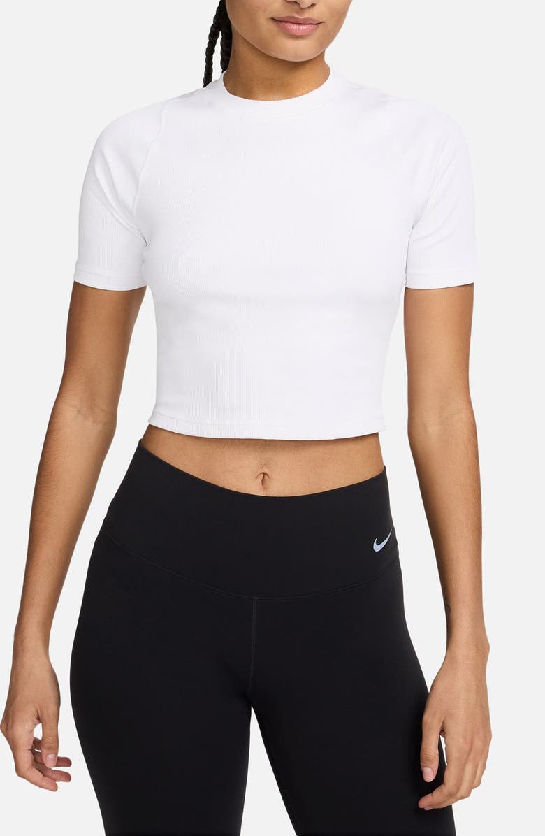 Nike Essential Rib Crop T-Shirt, Main, color, White/ Pcg6c
