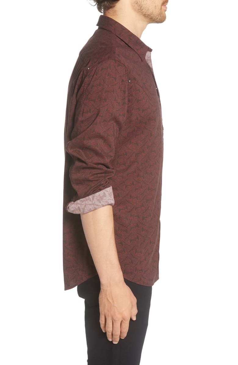 John Varvatos x Led Zeppelin Slim Fit Swan Song Western Snap-Up Shirt, Alternate, color, 