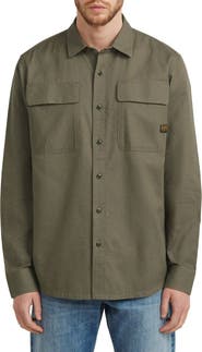 G-STAR CPO Regular Fit Cotton & Linen Button-Up Shirt