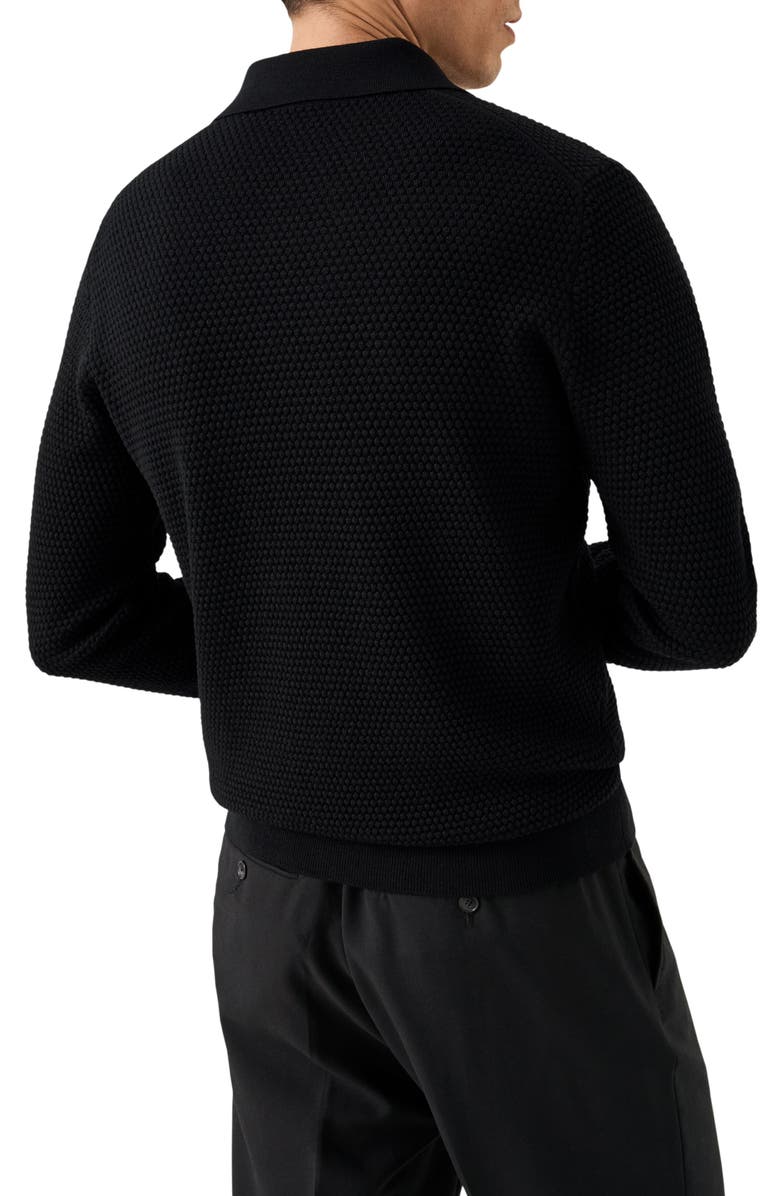 Eton Merino Wool Long Sleeve Polo, Alternate, color, Black