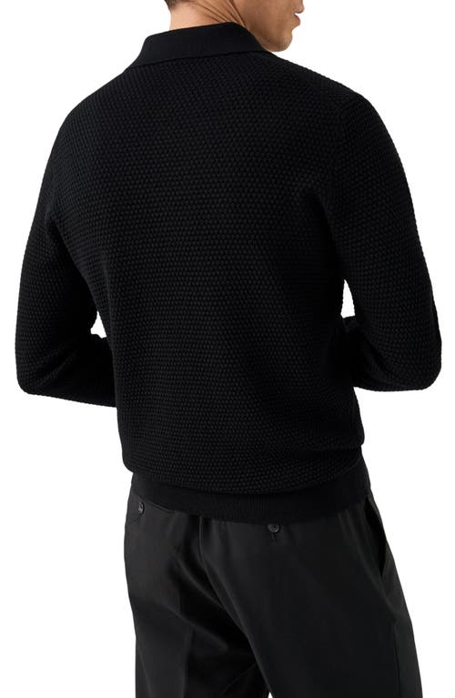 Eton Merino Wool Long Sleeve Polo In Black