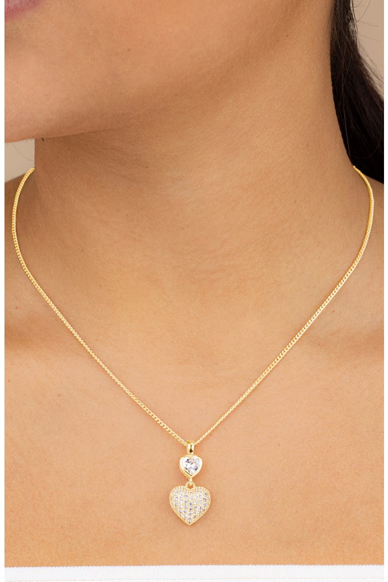 Cubic Zirconia Heart Pendant Necklace, Alternate, color, GOLD
