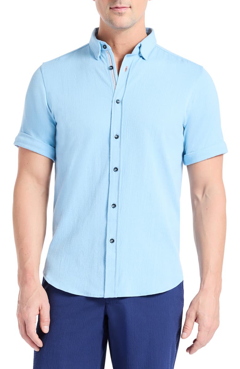 Robert Graham Hammond Knit Short Sleeve Button-Up Shirt, Main, color,