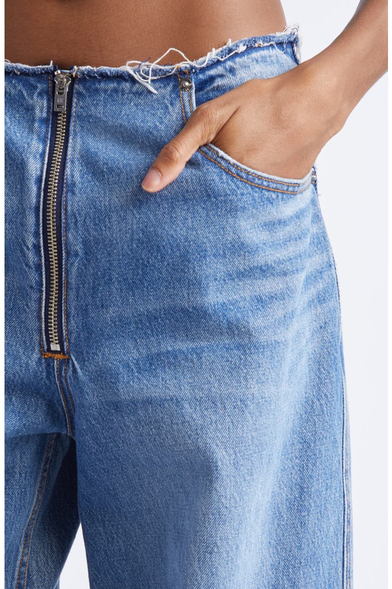 Raw Cut Waist Low Rise Wide Lean Jeans, Alternate, color, VINTAGE MARBLED BLUE
