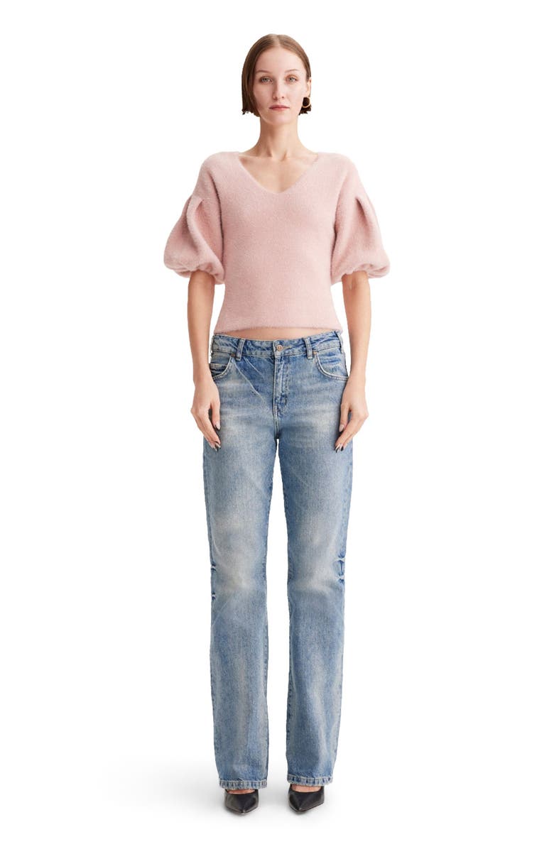 THEO The Label Ersa Bouffant Sleeve V-Neck Pullover, Main, color, 