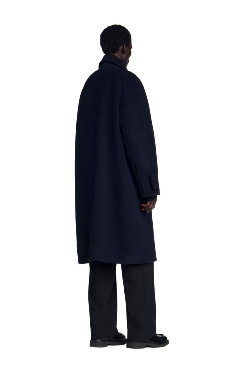 SANDRO Double-breasted wool coat, Alternate, color, Navy Blue