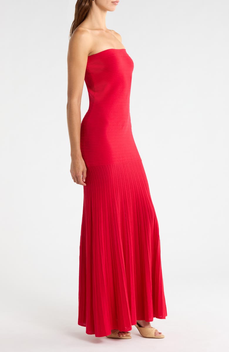 Line & Dot Arlo Strapless Stretch Cotton Tube Dress, Alternate, color, Red